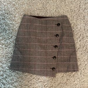 Madewell Asymmetrical Wool Windowpane Mini Skirt